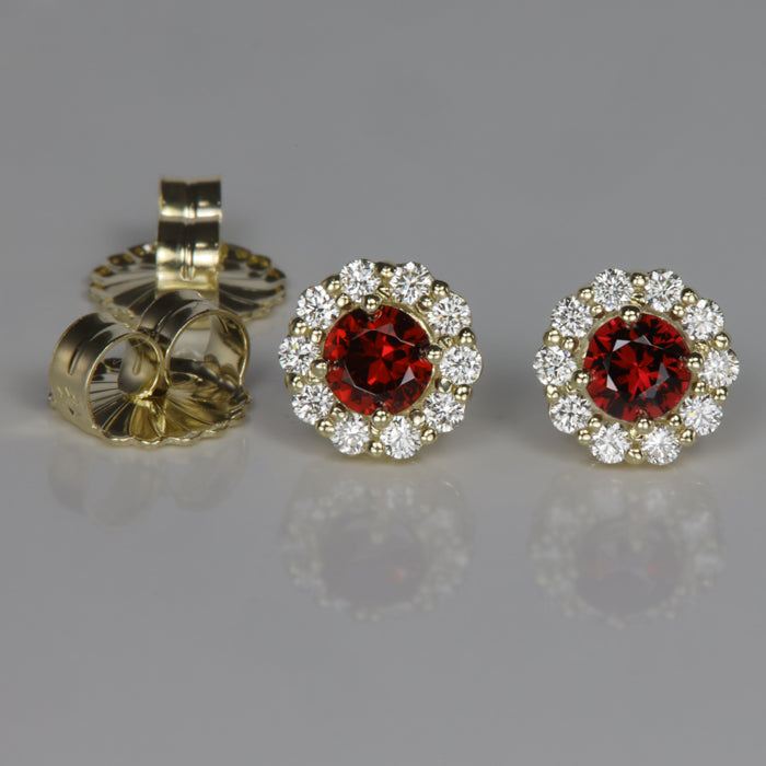 ant hill garnet pyrope gemstone earrings with diamonds
