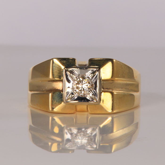 gent's ring white gold yellow gold band diamond 