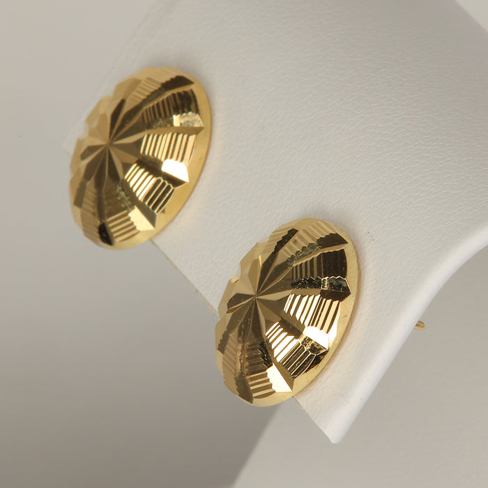 round disc shape diamond cut earrings