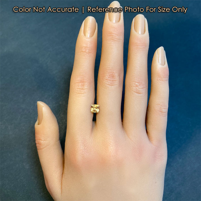 square brilliant cut sapphire size to hand