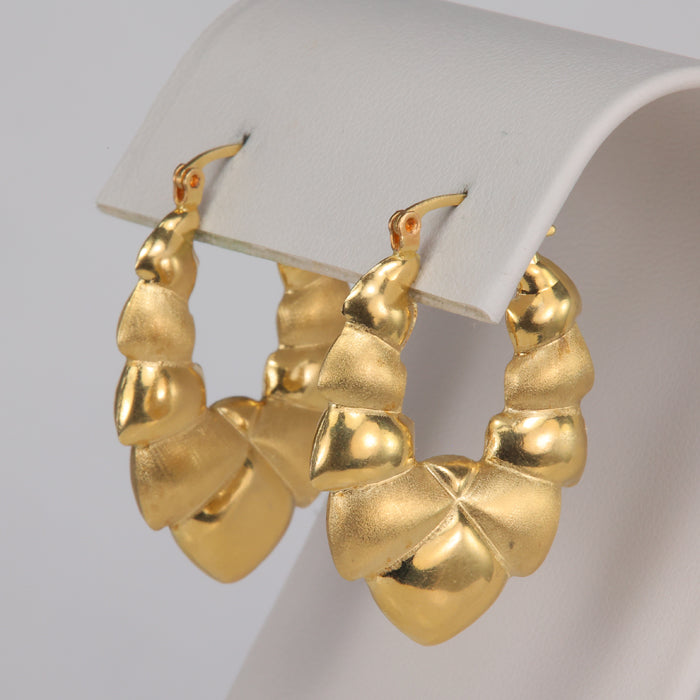 puffy design gold estate earrings