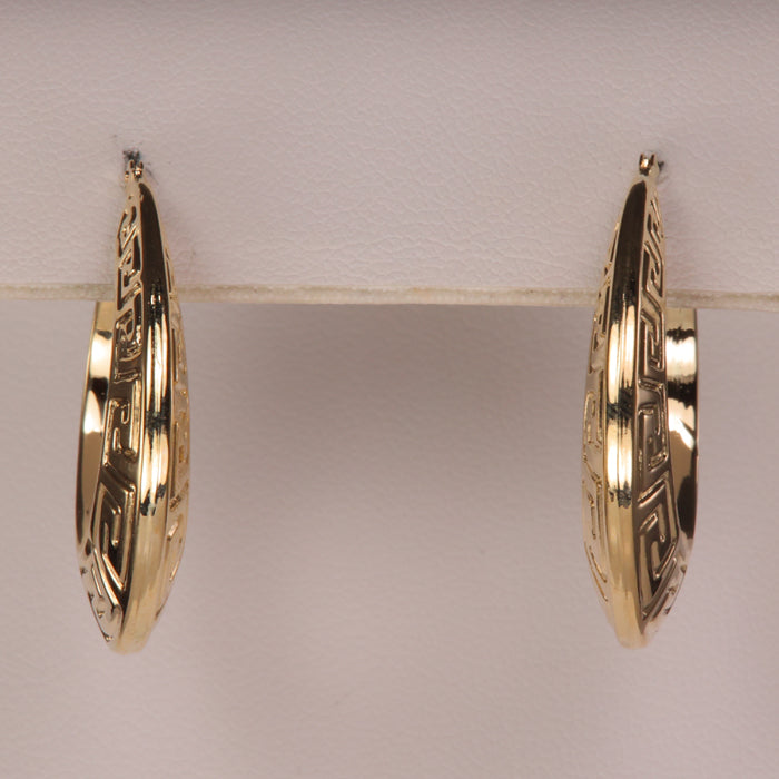 gold greek key hoops