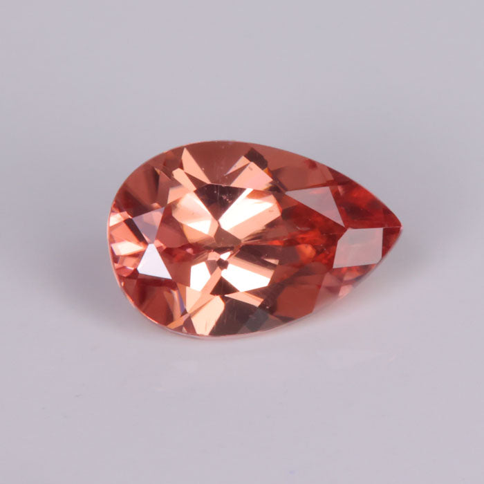 brownish pink imperial zircon gemstone pear shape