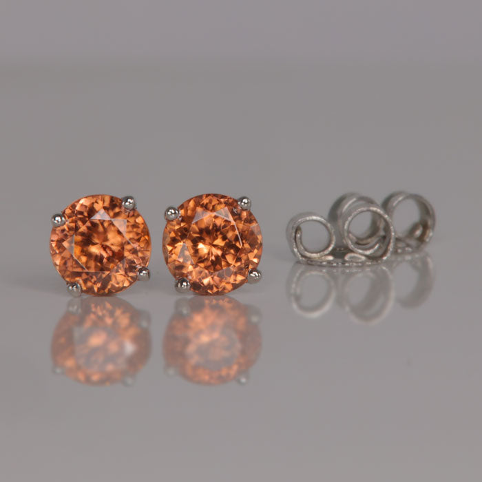 round brilliant imperial zircon white gold studs