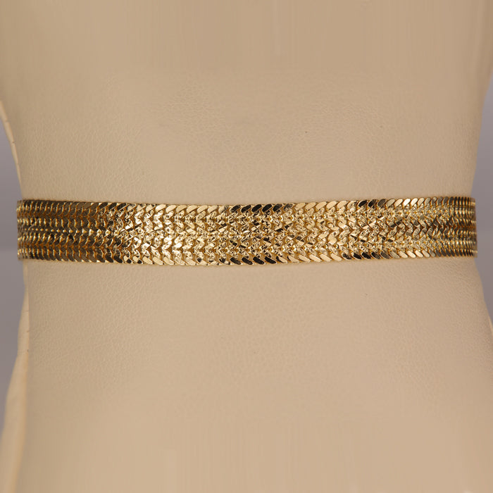 yellow gold diamond cut herringbone bracelet