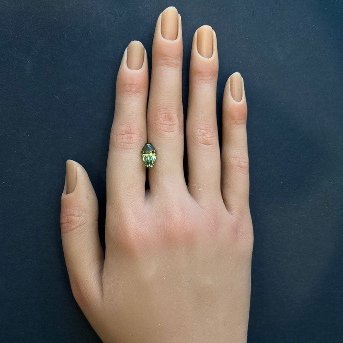 Coffin cut gemstone mali garnet yellow green