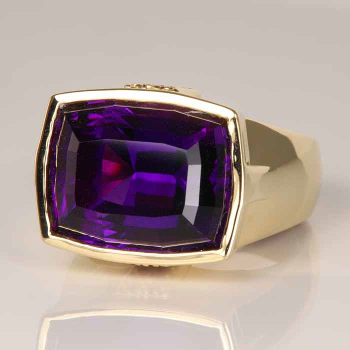 men amethyst ruby yellow gold ring