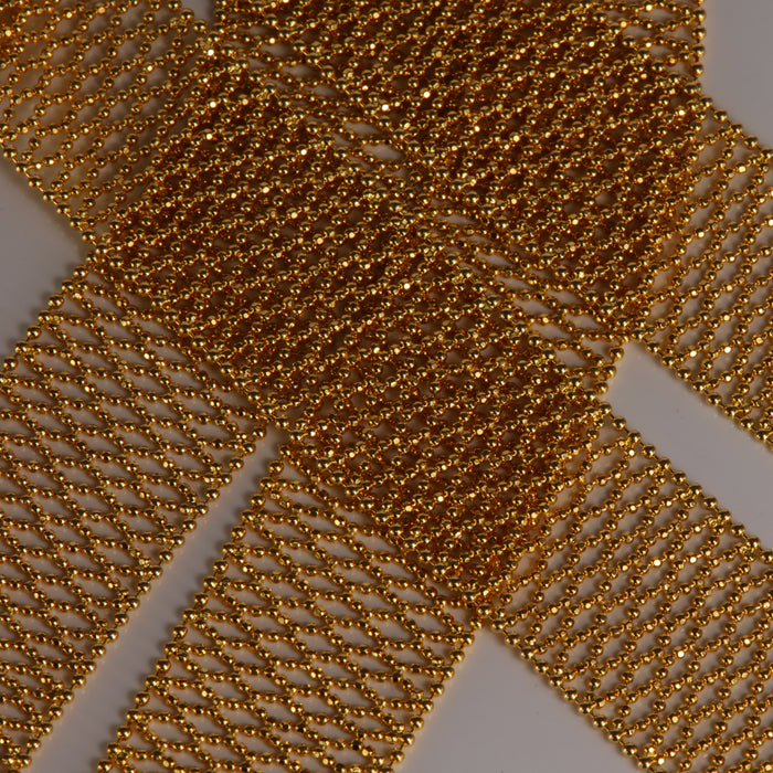 yellow gold beaded mesh necklace belt chain