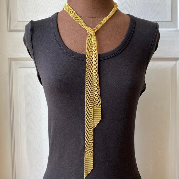 yellow gold beaded mesh necklace belt chain