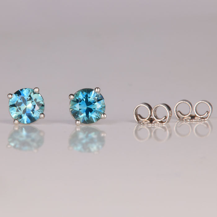 blue green montana sapphire stud earrings