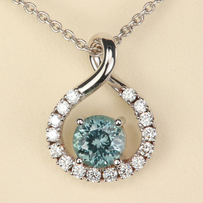 green blue montana sapphire and diamond pendant