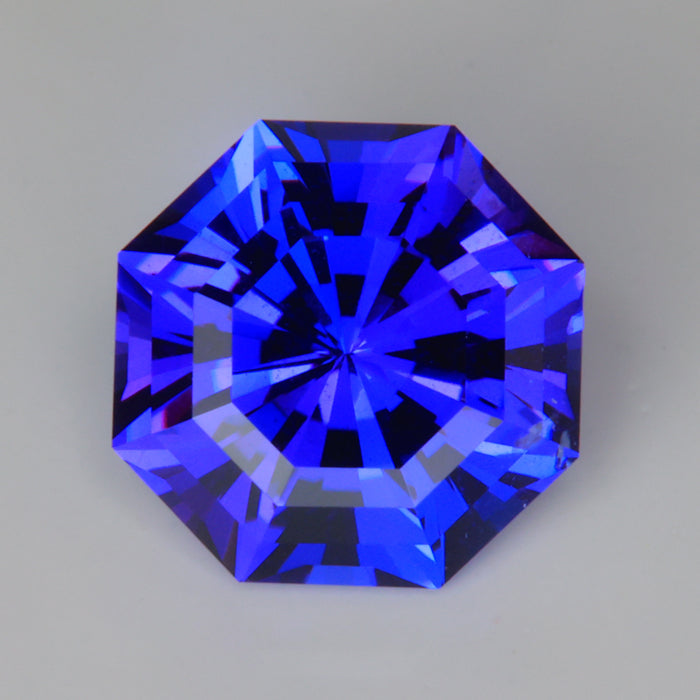 violet blue octagonal brilliant cut gemstone