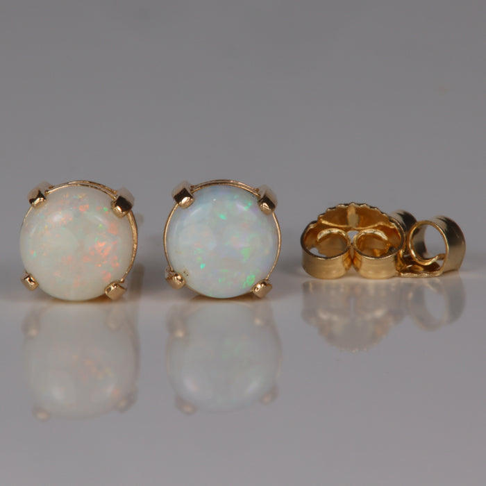 yellow gold australian opal stud earrings
