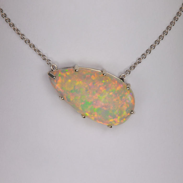 opal white gold necklace