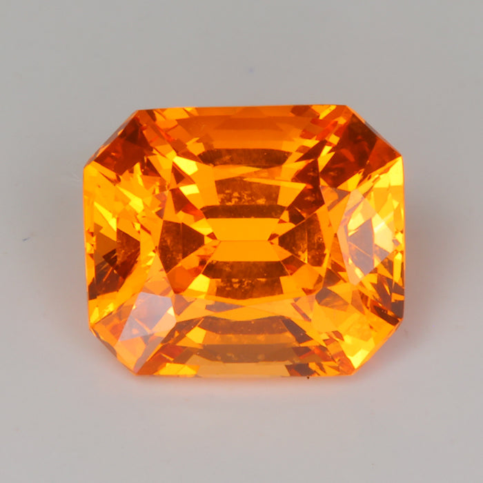 natural orange mandarin color spessartite garnet gemstone emerald cut