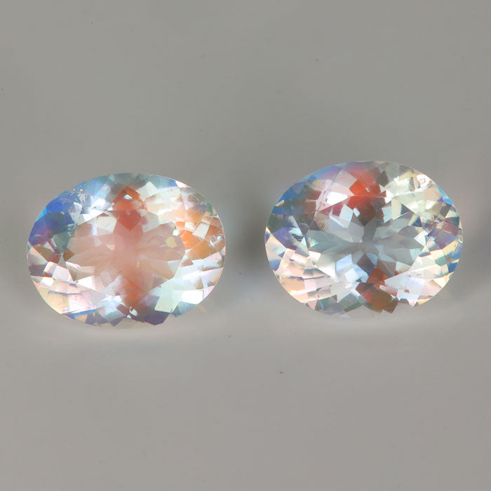 rainbow moonstone oval cut gems pair