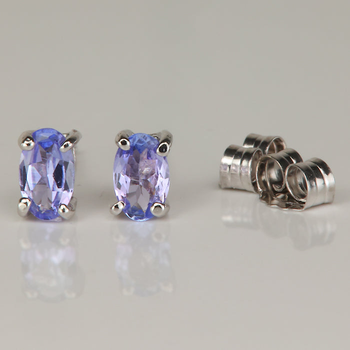 white gold oval tanzanite stud earrings