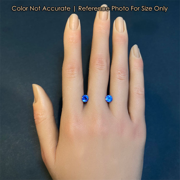 blue round brilliant sapphires size
