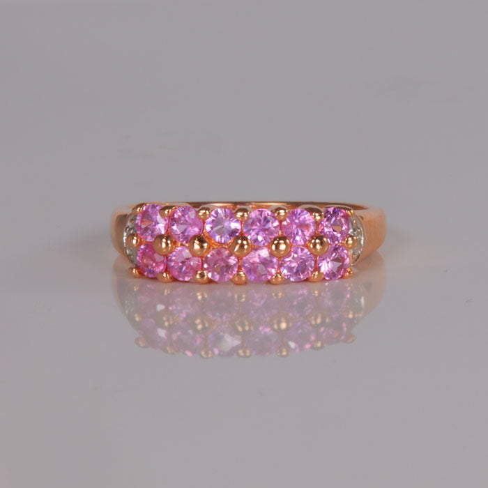 sapphire gemstone ring pink color rose gold estate