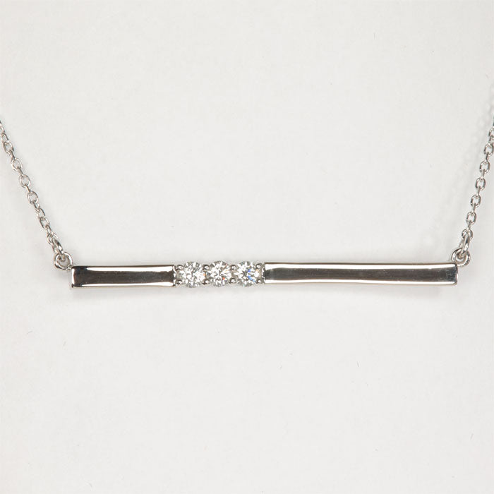 Platinum Bar Necklace with Diamonds 