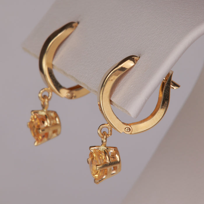 yellow gold precious topaz gemstone huggie hoop earrings
