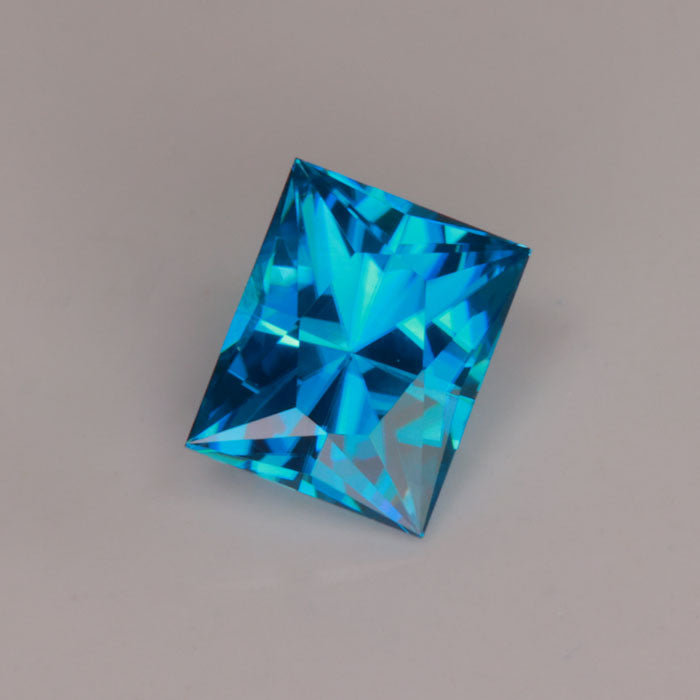 blue zircon gemstone rectangular brilliant
