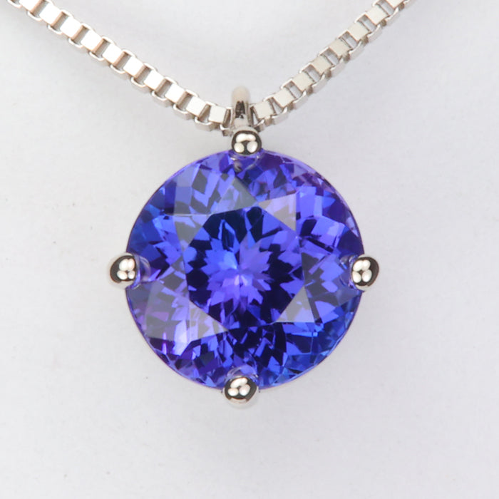 white gold round brilliant tanzanite necklace