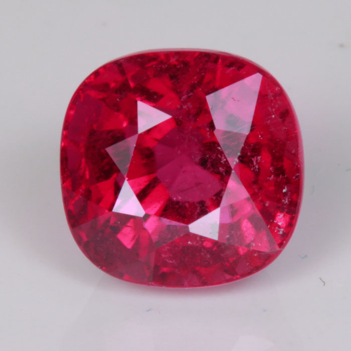 Red Rubellite Tourmaline Gemstone from Brazil Cushion Cut