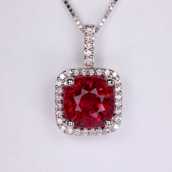 Rubellite Tourmaline and Diamond Pendant 5.67 Carats