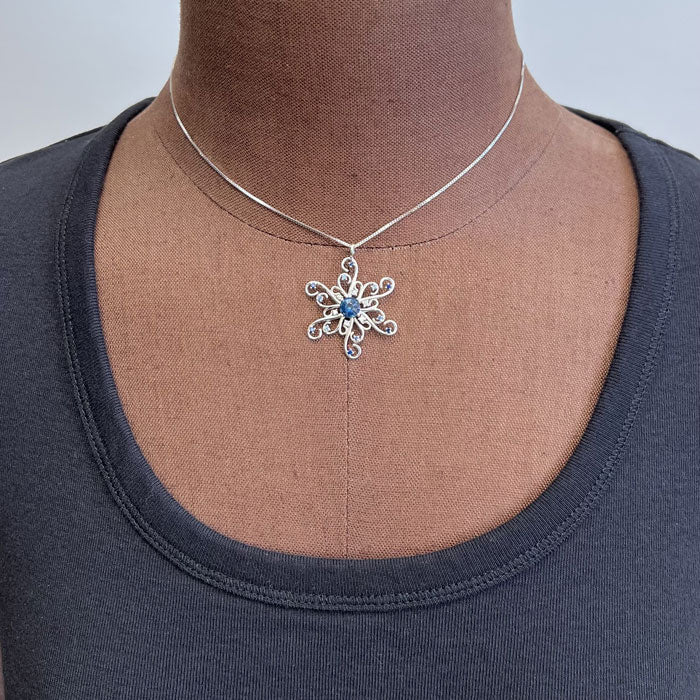 Custom Snowflake pendant with sapphires