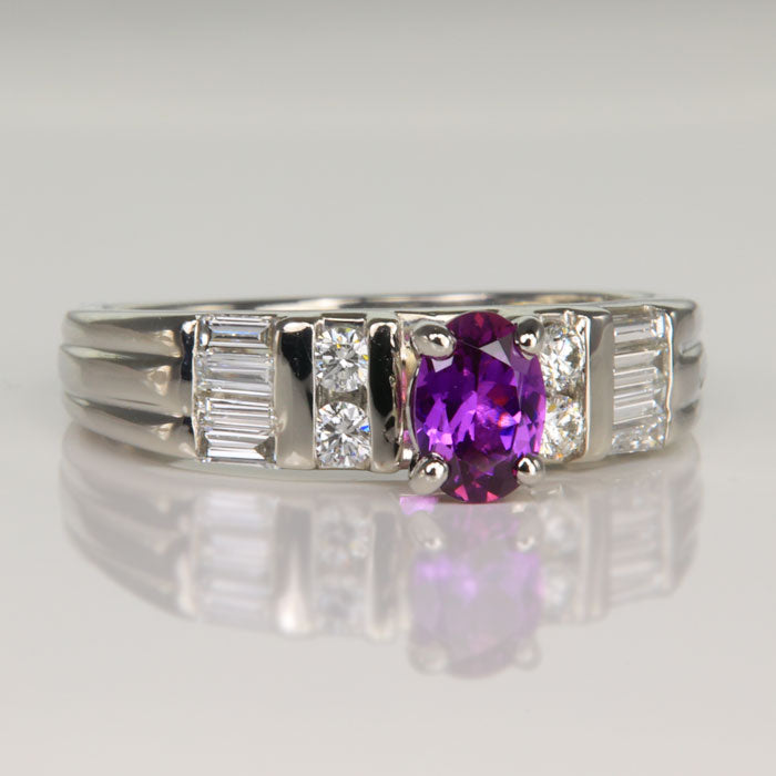 Estate Platinum .62ct Sapphire & Diamond Ring