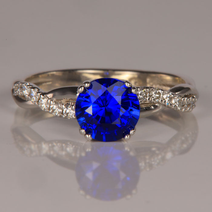 white gold diamond and sapphire ring blue