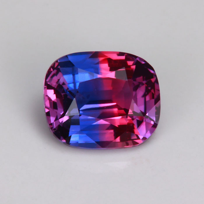 red violet blue bicolor sapphire antique cushion cut
