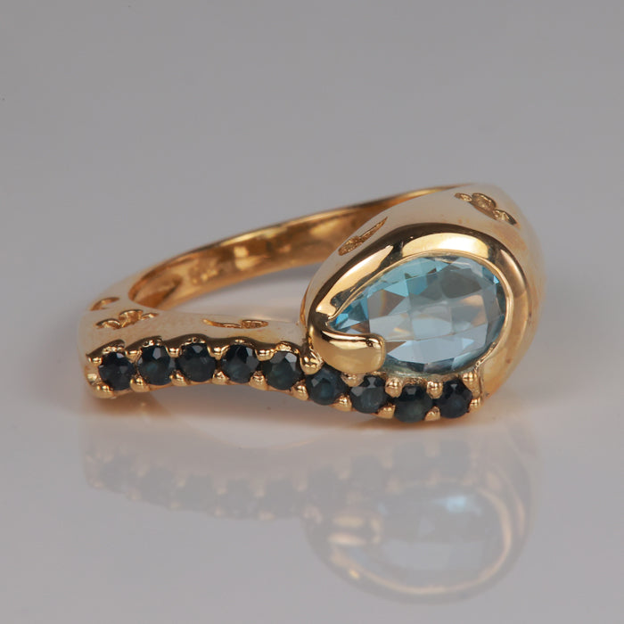 estate yellow gold topaz and sapphire gemstone ring unique interesting