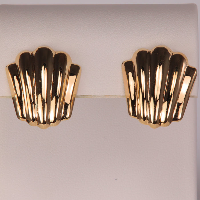 yellow gold estate shell earrings