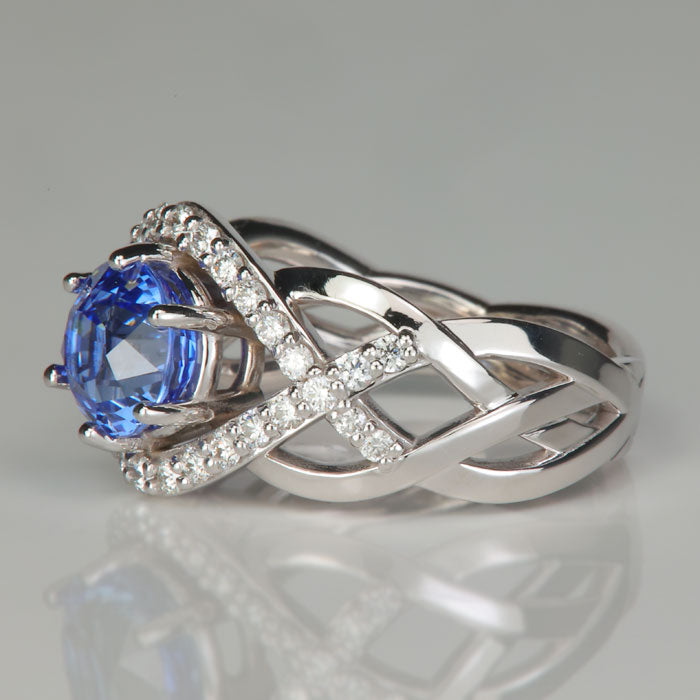white gold sapphire and diamond ring