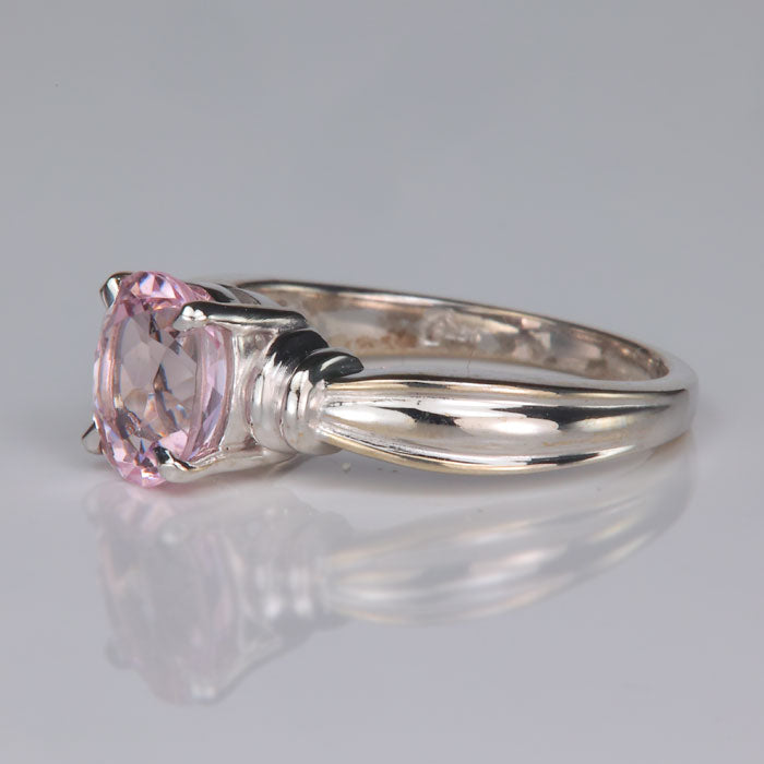 silver and morganite gemstone ring