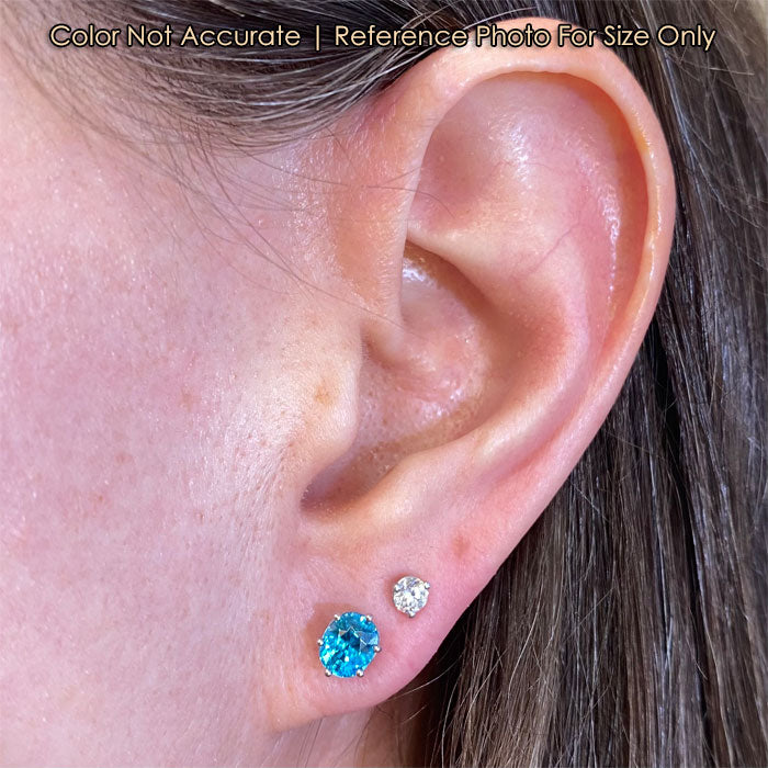 size to ear of oval blue zircons