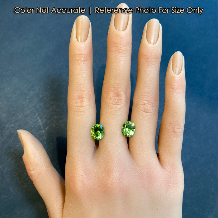 size of antique cushion peridots on hand