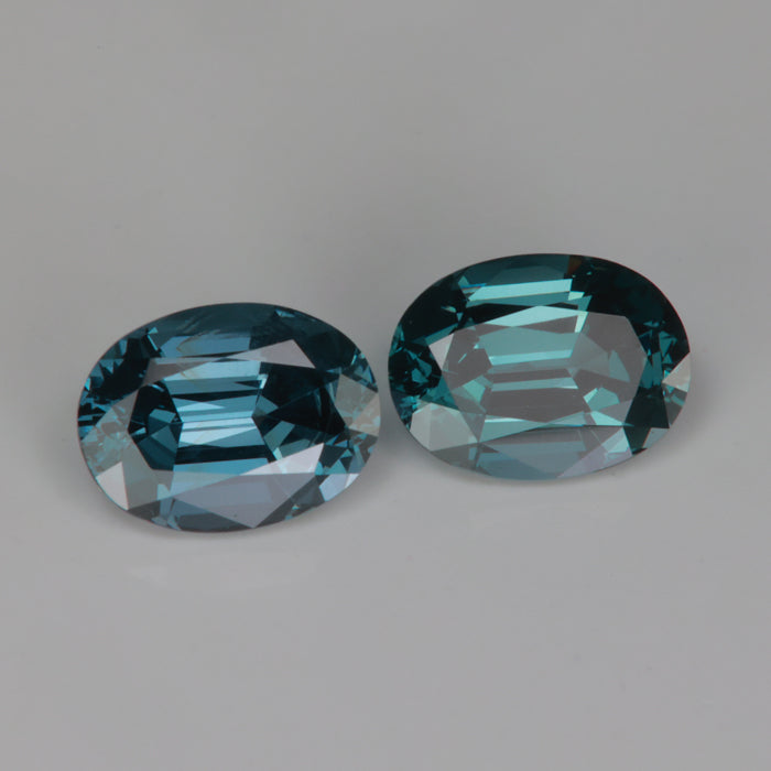Oval Cut Grey Blue Spinel Gemstone Pair