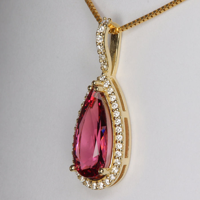 yellow gold spinel and diamond pendant