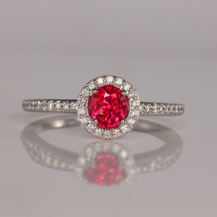 oval cut pink spinel white gold diamonds