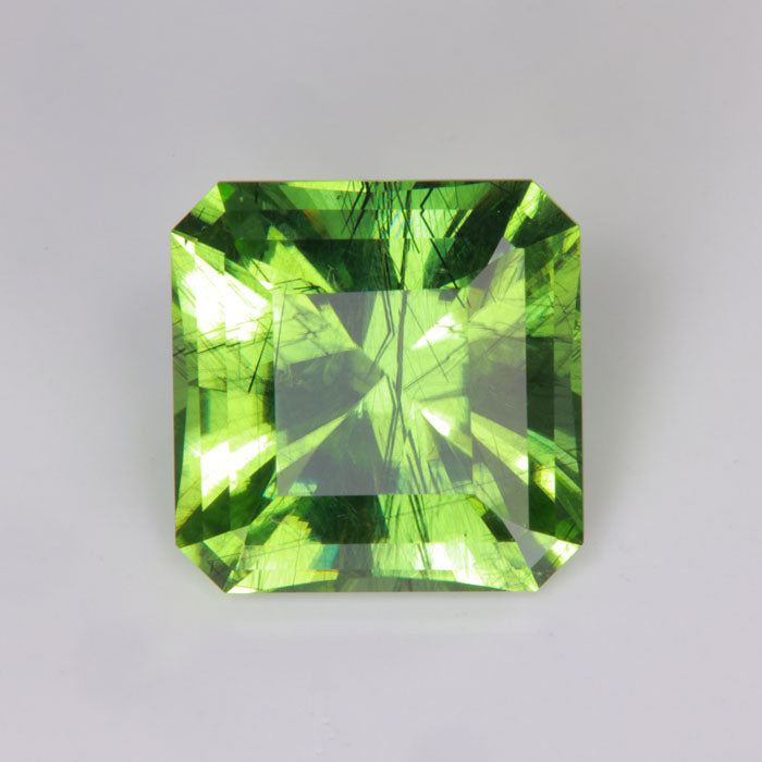 square brilliant cut gemstone peridot green