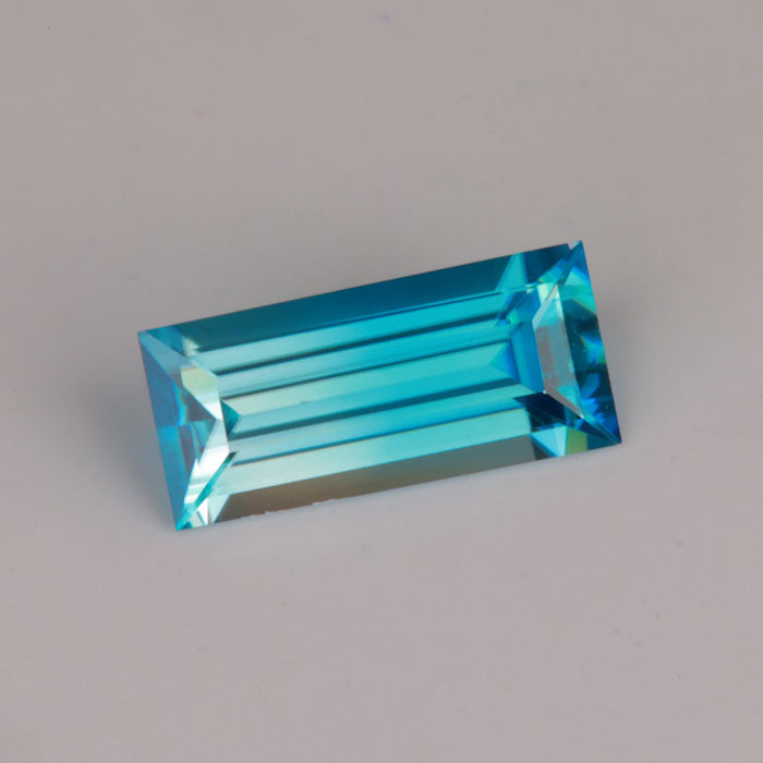 blue zircon gemstone rectangular step cut