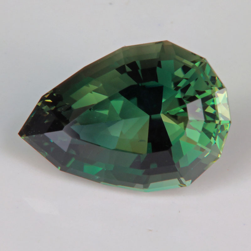 blue green sunstone gemstone stepped pear shape