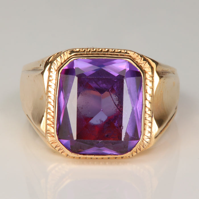 gold synthetic sapphire ring