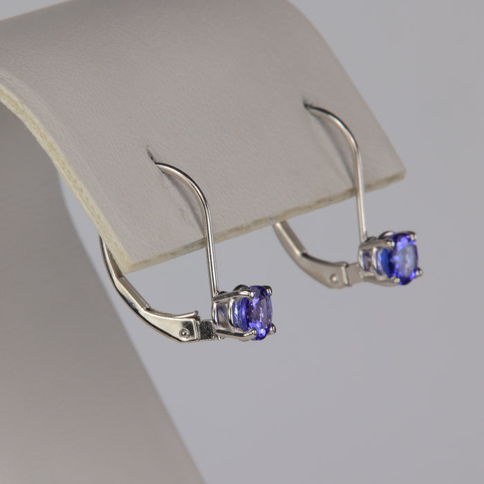 white gold tanzanite earrings lever back