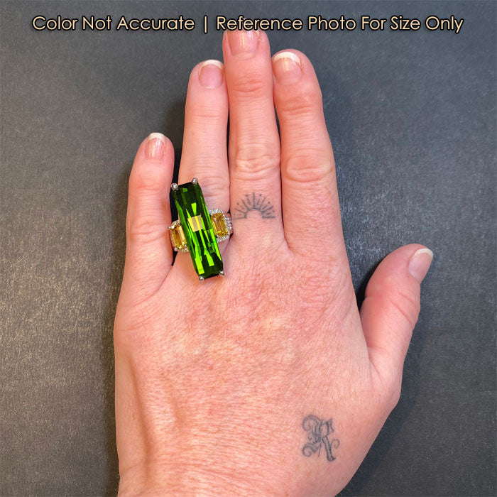 size reference of tourmaline ring to hand