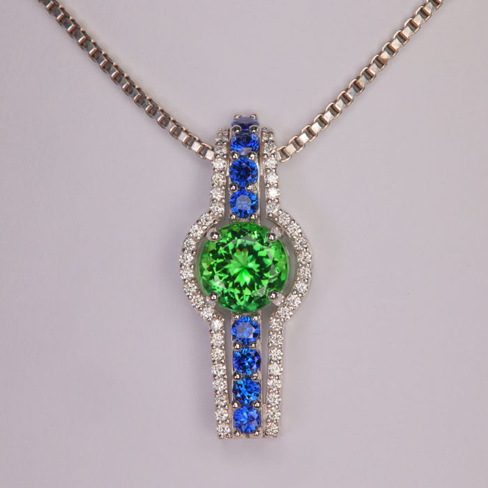 chrome tourmaline sapphire diamond pendant
