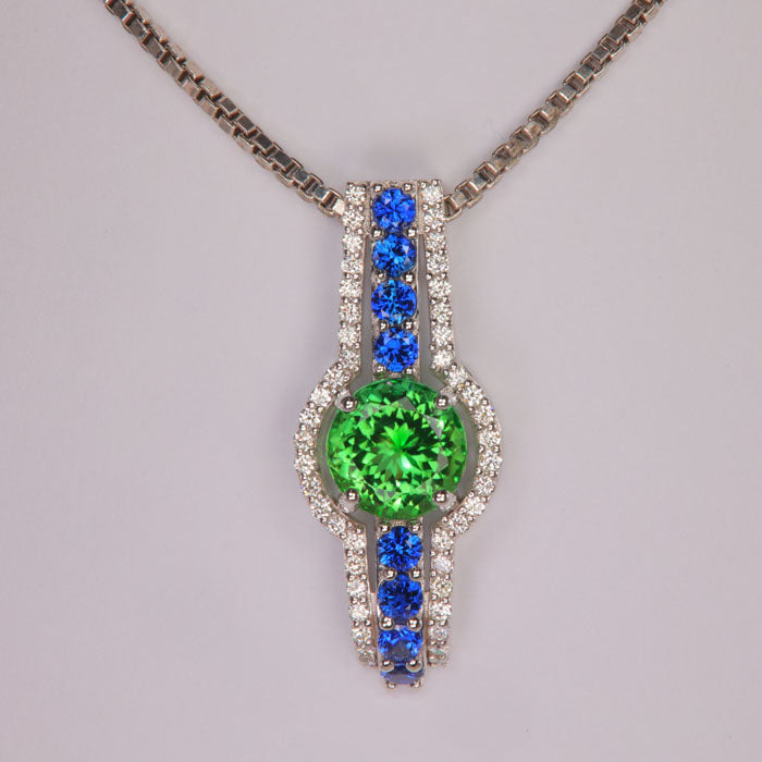 chrome tourmaline gemstone pendant white gold